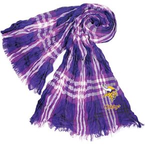 Littlearth unisex-adult NFL Minnesota Vikings Plaid Crinkle Scarf, Team Color, 70 x 25, 300658-VIKG-PRBLK