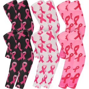 PAMASE Breast Cancer Awareness Arm Sleeves - Pink Ribbon Cooling Sun Protection Cover for Outdoor Sports Football Accessories