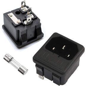 Oiyagai 5pcs AC250V/10A IEC320 C14 Male 3 Terminals Power Inlet Socket with Fuse Holder