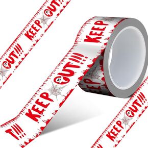 Halloween Decorations Keep Out Caution Tape Roll, 2.0 in x 164ft Red Scary Hazard Warning Tape Crime Sence Spooky Zombie Party Décor Accessory