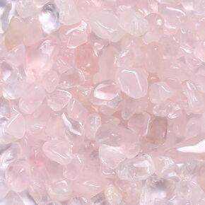Naler 1lb Rose Quartz Crystals, Pink Pebble Rose Quartz Chips Natural Crushed Crystal Chip Bulk Tumbled Pink Crystal Stone Irregular Shaped Stones for DIY Craft Fish Tank Vase Filler Decorations
