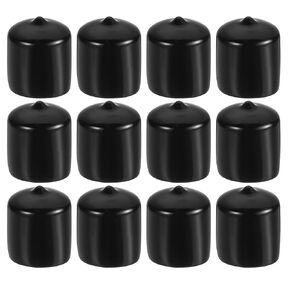 PATIKIL 2-1/4" ID Round Rubber End Caps, 8 Pcs Rubber Bolt Covers Caps PVC Rubber Screw Covers Flexible Screw Thread Protector Caps for Metal Tube Rod Bolt, Black
