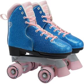 Adjustable Leather Roller Skates for Girls and Women Beginners - Indoor and Outdoor Classic Double-Row Quad Skates