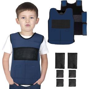 Weighted Vest for Kids (Small, Ages 4 to 7) with Sensory Issues Compression Vest for Kids Including 6 Removable Weights Black