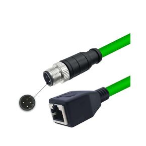 M12 4 Pin D-Coded Male to RJ45 Female High Flex Industrial Ethernet Cable 1Meter