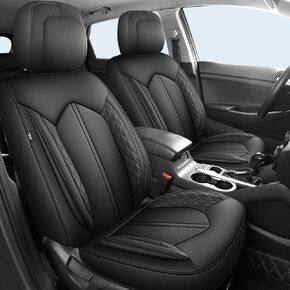 FREESOO Car Seat Covers Full Set, Breathable Faux Leather Seat Covers for Cars, Automotive Universal Seat Cover Protector Fit for Most Sedan SUV Pick-up Truck(BlackBlue)