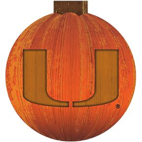 Fan Creations NCAA Miami Hurricanes Unisex University of Miami 12 in. Halloween Pumpkin Sign, Team Color, 12 inch