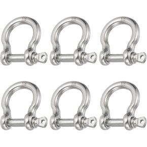 PATIKIL Screw Pin Shackle 3.9mm 1/8" 220lb, 6Pcs 316 Stainless Steel Forged Bow Shackle Marine Grade for Chains Wire Rope Outdoor, Silver