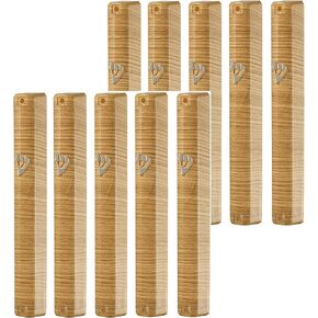 حامل حافظة MEZUZAH (شيدل) بلاستيك معدن مطلي خشب بني أبيض مخطط من الفلين المطاطي (# 12 يناسب لفافة مقاس 12 سم) in Kuwait