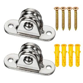 Small Pulley Block,with Bearing Fixed Pulleys Wheel,Rope Pulley for Cord, Clothesline, Paracord 4Pack