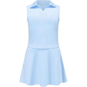 Girls Tennis Golf Dress Outfit Sleeveless Polo V Neck Tank Top and Skorts Sets Sport Skirt with Pockets in Kuwait
