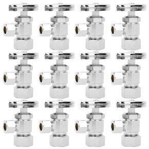 Homewerks 638 5202 1/2" NOM Comp x 3/8" OD Comp Multi-Turn Angle Shut Off Valve, Chrome, 12 Pack