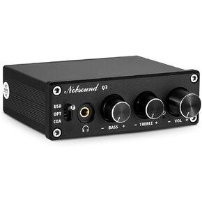Nobsound Q3 Mini USB DAC رقمي إلى محول تناظري لفك تشفير الصوت، سماعة رأس مع مدخلات محورية/بصرية وتحكم في نغمة الجهير الثلاثية للكمبيوتر/مكبرات الصوت/سماعات الرأس in Kuwait