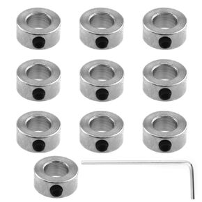 10PCS Silver Carbon Steel Locking Ring Bore Shaft Ring with Set Screw and Hexagonal Spanner Suitable for Gearbox Assemblies Motor Base Drive Shafts