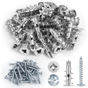 مثبتات الحوائط الجافة ذاتية الحفر 80 قطعة، مثبتات جدارية من الزنك، مثبتات جدارية للجدران الجافة شديدة التحمل، 40 مرساة 12 × 30 مم + براغي 40#8 × 1-1/4 بوصة للتعليق والتركيب بوزن 75 رطل بواسطة XIOGZAXI in Kuwait