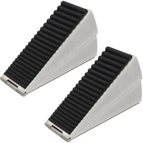 Strongest Large Door Stopper, Heavy Duty Door Stop Wedge Tall Door Stoppers for Bottom of Door, High Adjustable Spring Loaded Stainless Steel+Rubber Door Stop Suits Any Heavy Door (Black)