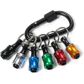 Bit Holder Keychain,6Pcs 1/4 Quick Release Driver Bit Catchers Tool Gifts for Men, Quick-Change Extension Bar Keychain Drill Screw Adapter Portable for Organizer Tool Pouch,Tool Bag