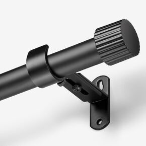 AMZSEVEN Curtain Rods for Windows 16 to 76 Inches, Curtain Rod Max Adjustable Length of 88 IN, 1 IN Diameter Drapery Rod with Metal Bracket and Aluminium Finials, Black