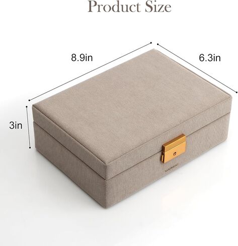 SANZIE Jewelry Box for Women, PU Leather Jewelry Boxes & Organizer Storage Case with Key Lock, Holder Organizer for Earrings Rings Necklaces Bracelets (Grey, Medium) in Saudi Arabia