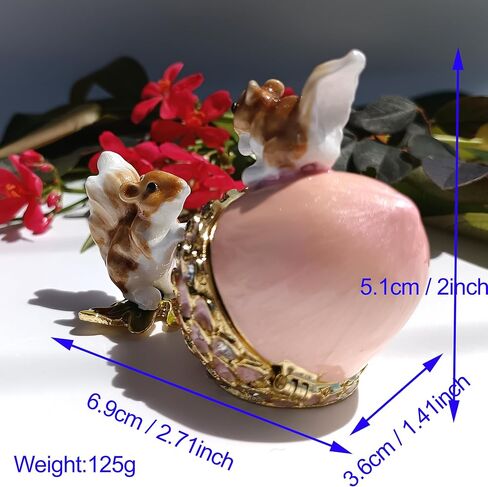 المينا البلوط الفاكهة والسنجاب حامل المجوهرات خاتم قلادة القرط حلية صندوق رسمت باليد البلوط والسنجاب الزينة للمنزل والمكتب ديكور الوردي in Kuwait