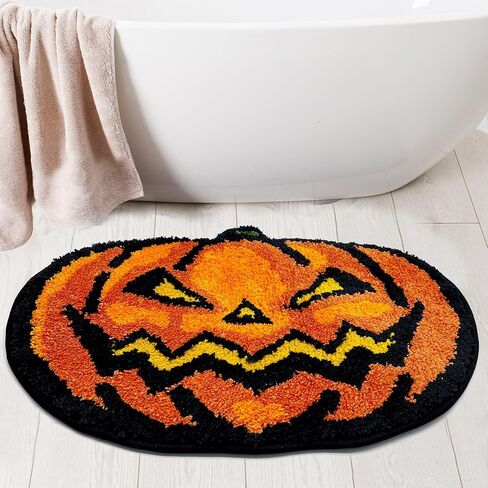 Hexagram Halloween Bathroom Rugs, Halloween Pumpkin Bath Mats for Bathroom, Farmhouse Halloween Rugs for Bathroom Decorations for The Home, Holiday Cute Pumpkin Decor Non-Slip 16x24 Inches in Kuwait