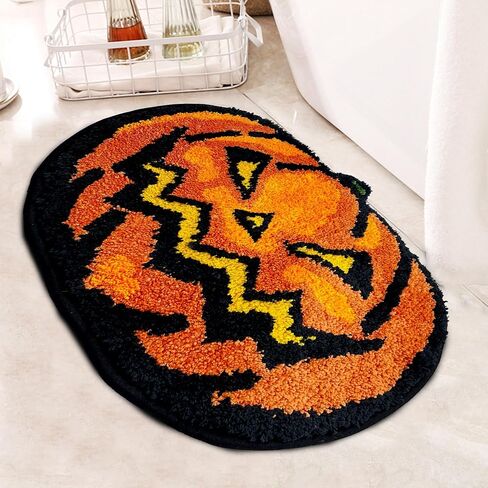 Hexagram Halloween Bathroom Rugs, Halloween Pumpkin Bath Mats for Bathroom, Farmhouse Halloween Rugs for Bathroom Decorations for The Home, Holiday Cute Pumpkin Decor Non-Slip 16x24 Inches in Kuwait