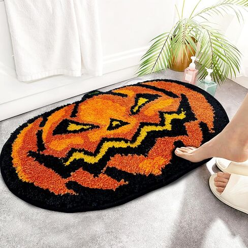 Hexagram Halloween Bathroom Rugs, Halloween Pumpkin Bath Mats for Bathroom, Farmhouse Halloween Rugs for Bathroom Decorations for The Home, Holiday Cute Pumpkin Decor Non-Slip 16x24 Inches in Kuwait