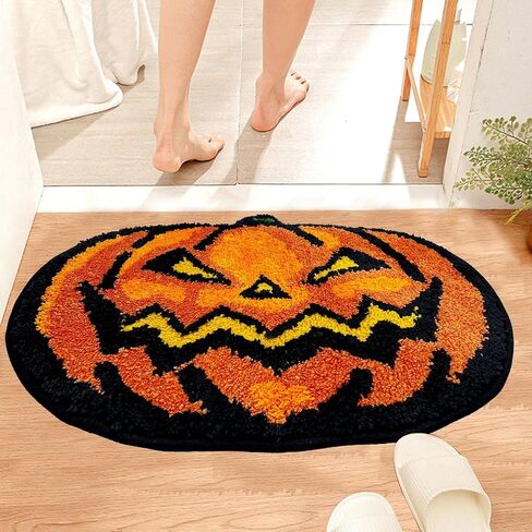 Hexagram Halloween Bathroom Rugs, Halloween Pumpkin Bath Mats for Bathroom, Farmhouse Halloween Rugs for Bathroom Decorations for The Home, Holiday Cute Pumpkin Decor Non-Slip 16x24 Inches in Kuwait