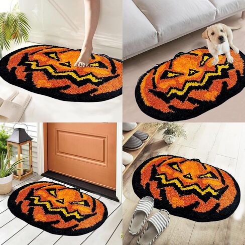 Hexagram Halloween Bathroom Rugs, Halloween Pumpkin Bath Mats for Bathroom, Farmhouse Halloween Rugs for Bathroom Decorations for The Home, Holiday Cute Pumpkin Decor Non-Slip 16x24 Inches in Kuwait