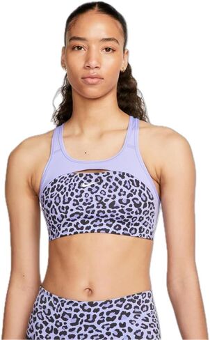 Nike Women's Swoosh Sports Bra, Black Leopard, S Regular US in Saudi Arabia