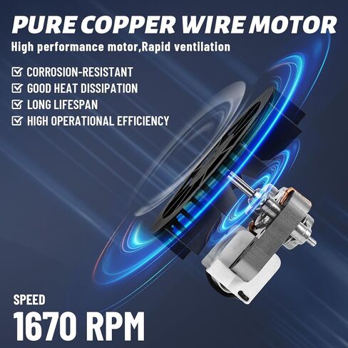 Upgraded 763RL B Unit 50 CFM Suitable with Nutone 763RL, 763RLN B, 763RLN, 763RLN-R01, 769RL Series, S0503B000 Pure Copper Bathroom Exhaust Fan Motor Fit 769RF/769RL B Unit 70 CFM, 2.0 Sones, 9"x9" in Kuwait