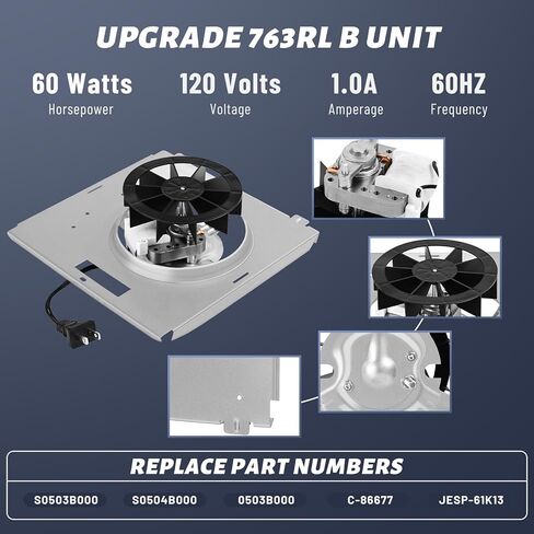 Upgraded 763RL B Unit 50 CFM Suitable with Nutone 763RL, 763RLN B, 763RLN, 763RLN-R01, 769RL Series, S0503B000 Pure Copper Bathroom Exhaust Fan Motor Fit 769RF/769RL B Unit 70 CFM, 2.0 Sones, 9"x9" in Kuwait