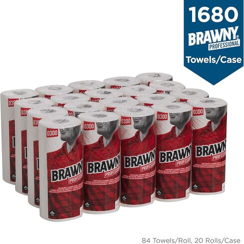 Georgia-Pacific Brawny Professional Perforated Paper Towel Rolls,Disposable Cleaning Towel,20085,20 Rolls per Case,84 Sheets per Roll in Saudi Arabia