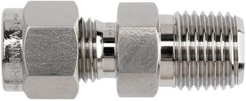 Brennan Industries N2404-05-04-SS Stainless Steel Straight Double-Ferrule Tube Fitting, 1/4" NPT Male Thread, 5/16" Tube x 5/16" Male NPT (Pack of 5) in Saudi Arabia