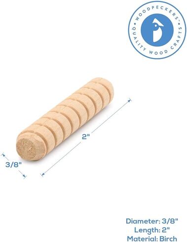 Wooden Dowel Pins 5/16 inch x 2 inch, Pack of 100 Spiral Dowel Joints for Woodworking, Furniture and Crafts, by Woodpeckers in Saudi Arabia