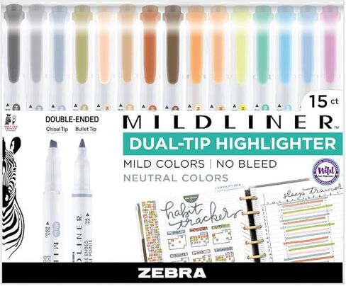 Zebra Pen Sarasa Clip Vintage and Mildliner Neutral Set, 7 Retractable Gel Pens, 7 Dual-Tip Highlighters, Fine Point, 0.5mm, Assorted Neutral Vintage Colors, 14-Pack; 10114 in Saudi Arabia
