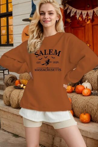 Women Halloween Sweatshirts Oversized Salem 1626 Massachusetts Sweatshirt Hocus Pocus Witch Crewneck Pullover Tops in Saudi Arabia