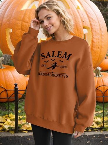 Women Halloween Sweatshirts Oversized Salem 1626 Massachusetts Sweatshirt Hocus Pocus Witch Crewneck Pullover Tops in Saudi Arabia