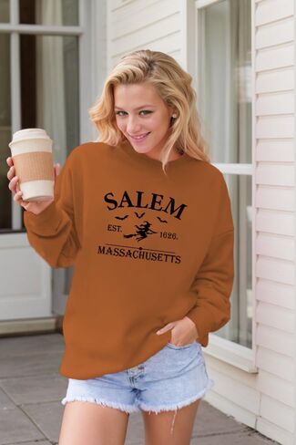 Women Halloween Sweatshirts Oversized Salem 1626 Massachusetts Sweatshirt Hocus Pocus Witch Crewneck Pullover Tops in Saudi Arabia