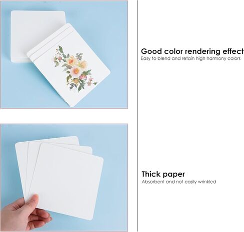 SHIDOW Square Watercolor Paper, Small Square Watercolor Paper, Blank Watercolor Cards, Watercolor Cardstock Bulk,for Beginners Artist Adults Student Painting Drawing Sketching(50PCS) in Saudi Arabia