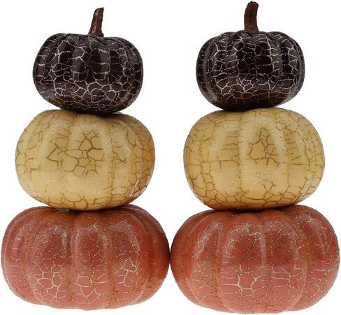 Gresorth 2pcs Stacked Pumpkins Halloween Decoration Artificial Fake Pumpkins Table Model for Autumn Fall Home Kitchen Party Christmas Wedding Display - B in Saudi Arabia