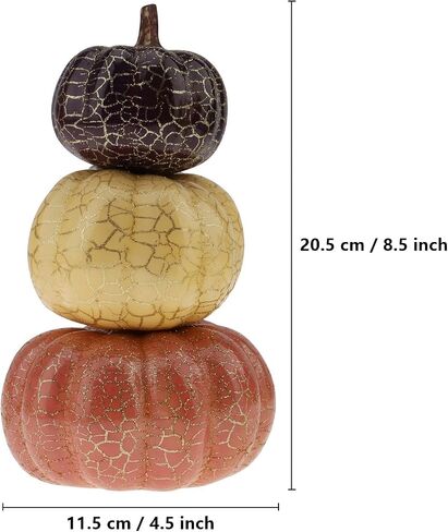 Gresorth 2pcs Stacked Pumpkins Halloween Decoration Artificial Fake Pumpkins Table Model for Autumn Fall Home Kitchen Party Christmas Wedding Display - B in Saudi Arabia