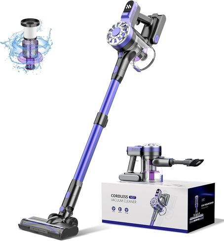 Cordless Vacuum Cleaner,Vacuum Cleaners for Home,Cordless Stick Vacuum Cleaner with Powerful Motor,Led Headlight,Lightweight Cordless Vacuum Cleaners for Home Hardwood Floor Pet Hair(Deep Purple) in Saudi Arabia