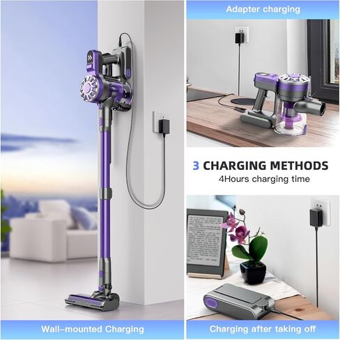 Cordless Vacuum Cleaner,Vacuum Cleaners for Home,Cordless Stick Vacuum Cleaner with Powerful Motor,Led Headlight,Lightweight Cordless Vacuum Cleaners for Home Hardwood Floor Pet Hair(Deep Purple) in Saudi Arabia
