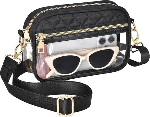 حقيبة شفافة من HULISEN لمناسبات الاستاد، محافظ سوداء شفافة للنساء في الاستاد، حقيبة الحفلات الموسيقية ليوم اللعبة، حدث رياضي in Kuwait