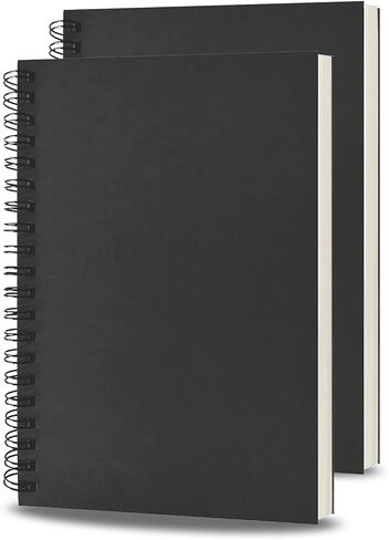 BoAn Spiral Notebooks Journal 8.5" x 11", 2 Pack A4 Large Note Book for Women & Men, The Notebook for Work Note Taking Journals Sketch Book 76 Pages / 38 Sheets sketchbook Soft Cover Black Paper in Kuwait