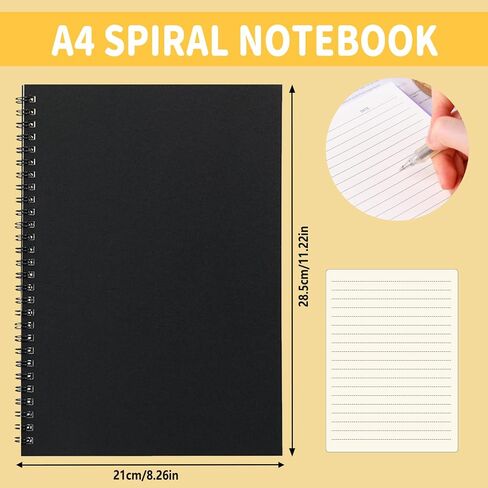 BoAn Spiral Notebooks Journal 8.5" x 11", 2 Pack A4 Large Note Book for Women & Men, The Notebook for Work Note Taking Journals Sketch Book 76 Pages / 38 Sheets sketchbook Soft Cover Black Paper in Kuwait