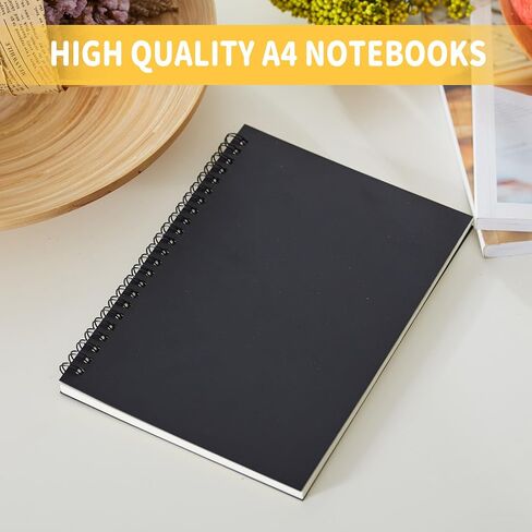 BoAn Spiral Notebooks Journal 8.5" x 11", 2 Pack A4 Large Note Book for Women & Men, The Notebook for Work Note Taking Journals Sketch Book 76 Pages / 38 Sheets sketchbook Soft Cover Black Paper in Kuwait