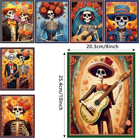 Day of The Dead Poster - 9 Piece Day of the Dead Decorations Sugar Skull Wall Art Sugar Skull Art Print for Mexico Day Day of the Dead Halloween Wall Decor Living Room Decor in Kuwait