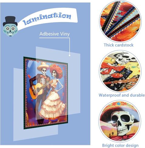 Day of The Dead Poster - 9 Piece Day of the Dead Decorations Sugar Skull Wall Art Sugar Skull Art Print for Mexico Day Day of the Dead Halloween Wall Decor Living Room Decor in Kuwait